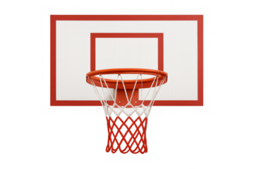 Basketball hoop and backboard isolated on transparent background, perfect for sports-themed projects