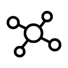 A simple graphic depicting a network connection, showing nodes linked together.