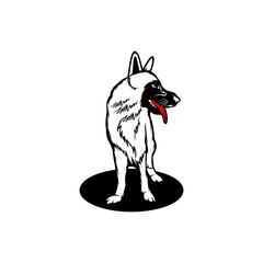 white dog front view vector illustration