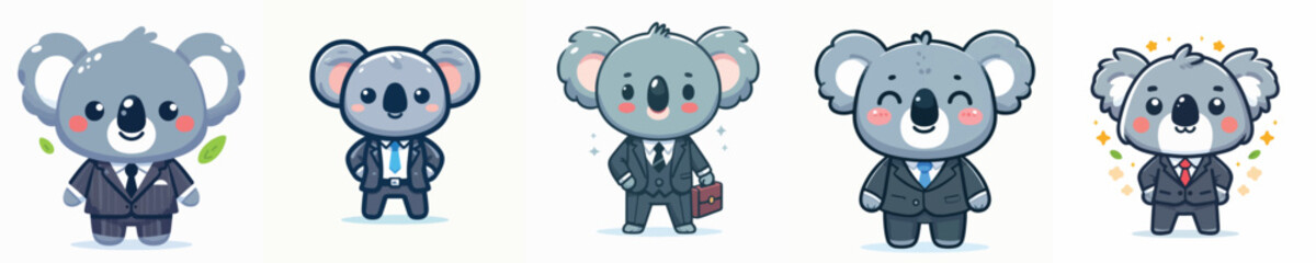 cute koala vector in suit costume