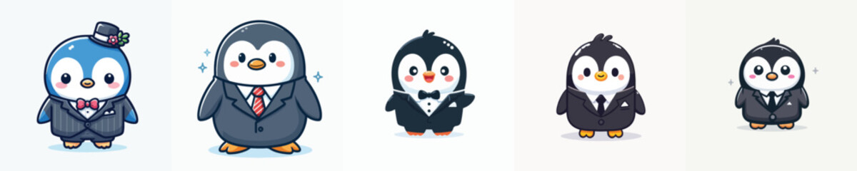 cute penguin vector in suit costume