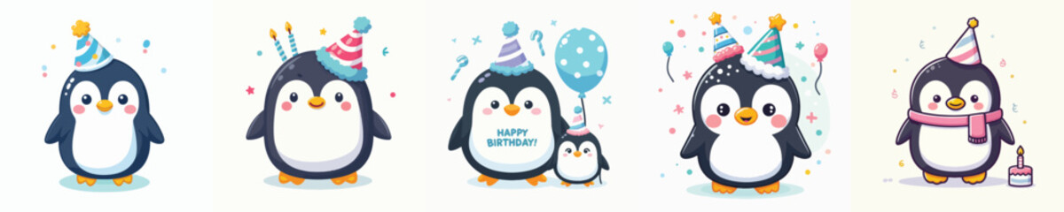penguin vector having a birthday