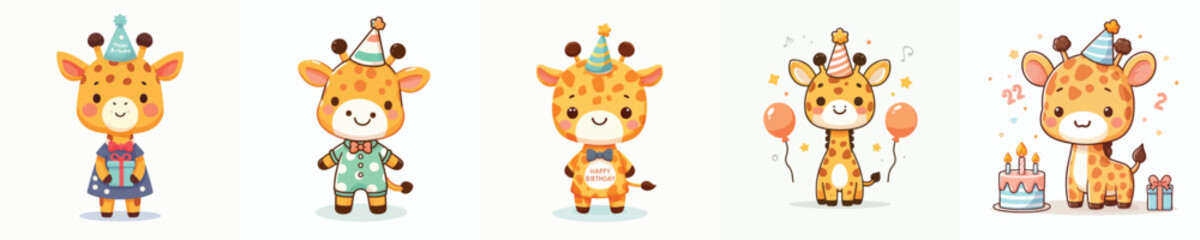 giraffe animal vector is having a birthday