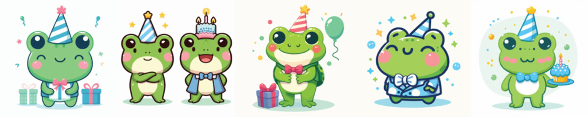 Fototapeta premium frog vector is having a birthday