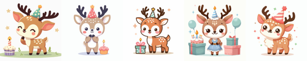 deer animal vector having a birthday