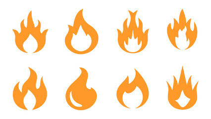flame icon collection fire vector symbols red silhouette abstract design pack graphic