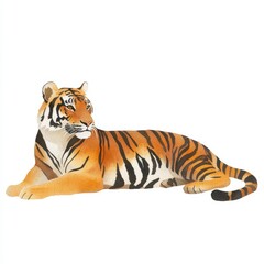 Obraz premium Majestic Tiger Illustration in Vibrant Colors, Showcasing Its Striking Orange Fur and Bold Black Stripes, Perfect for Wildlife and Nature Enthusiasts