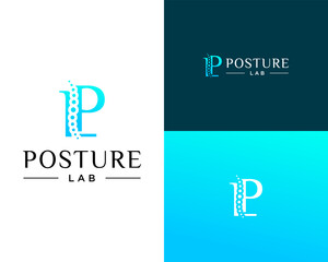 Logo design about letters PL spine chiropractor medical.