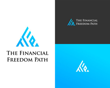 Logo design about TFP monogram letters inside triangle shape.