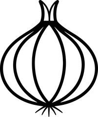 Minimalist black and white onion icon design