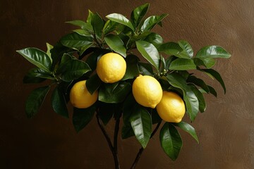 Vibrant lemon tree with ripe yellow citrus fruits.