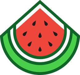 Flat watermelon fresh fruit slice vector png for cute icon and clipart for summer and kids book in fruits list poster
