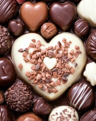Delicious assortment of chocolate candies, perfect for Valentine's Day.