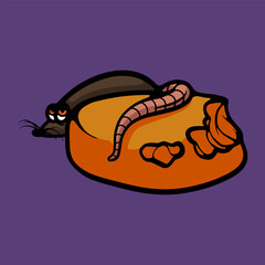 Bitten cheese cartoon vector illustration