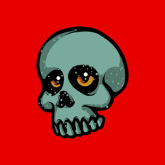 Skull with eyes cartoon vector illustration