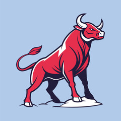 Obraz premium Powerful Red Bull Vector Mascot Illustration