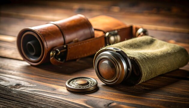 Scout Neckerchief with Handmade Woggle on Rustic Wooden Table
