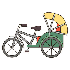 RICKSHAW illustration icon outline simple symbol isolated element transportation vehicle modern clean flat sticker decorative clipart drawing