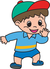 応援する男の子
