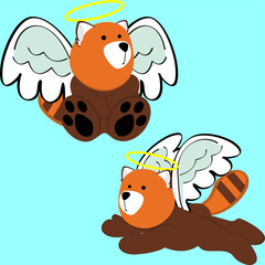 Obraz premium sweet angel red panda cherub cartoon pack collection in vector art
