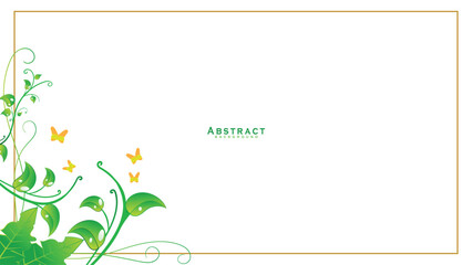 Green abstract background design with elegant leaf elements vector illustration