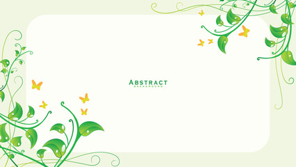 Green abstract background design with elegant leaf elements vector illustration