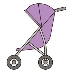 STROLLER illustration icon outline simple symbol isolated element transportation vehicle modern clean flat sticker decorative clipart drawing