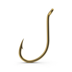 Fishing Hook Gold Isolated on Transparent Background