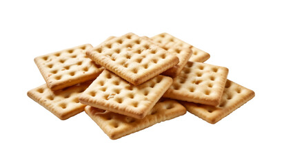 stack of saltine crackers on white background