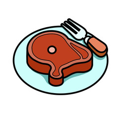 Illustration of perfectly cooked steak meat vector, icon design or sticker