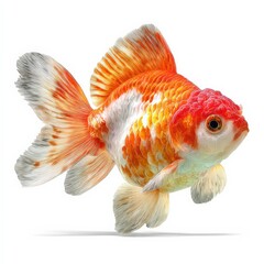 Colorful goldfish swimming gracefully in an aquarium environment with clear water and vibrant aquatic plants