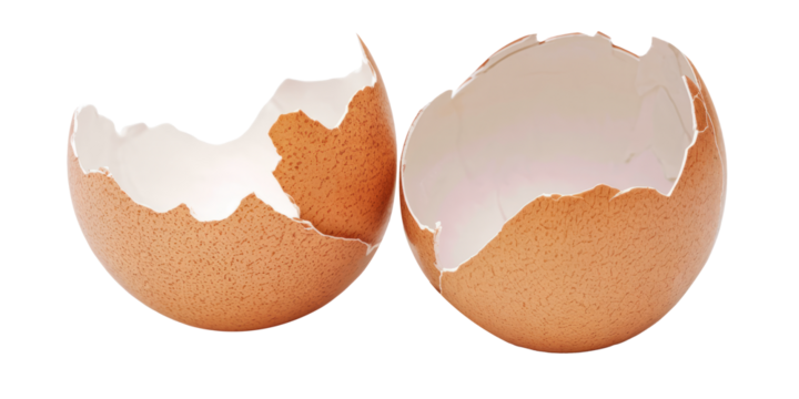 eggshell halves isolated on white background