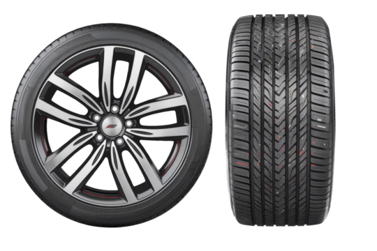 car tire and rim isolated on white background.