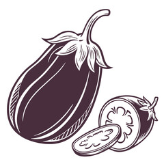silhouette eggplant on white background