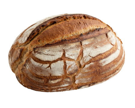 fresh sourdough bread loaf on white background