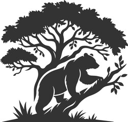 Wild animal roaring vector illustration silhouette drawing