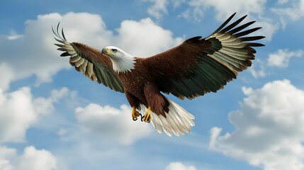 Obraz premium Pixelated Eagle Soaring Through Cloudy Sky