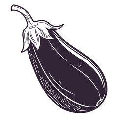 silhouette eggplant on white background