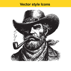 Western Culture Traditions &ndash; Cowboy, Cowgirl, Horse, and Frontier Lifestyle Illustration

