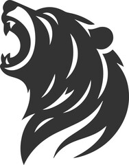 Wild animal roaring vector illustration silhouette drawing