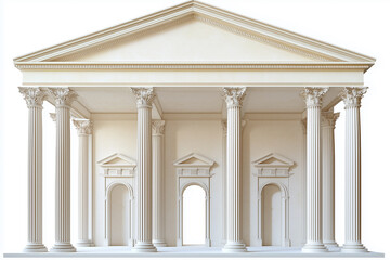 Obraz premium Classical stone architectural details of an old European government building facade with columns and sky