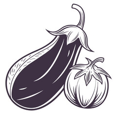 silhouette eggplant on white background