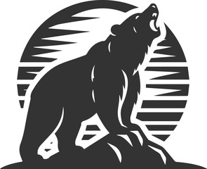 Wild animal roaring vector illustration silhouette drawing