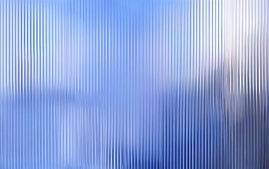 Reeded glass visual effect texture. Abstract blue background, vertical stripes, lines. Contemporary aesthetics, calming rhythms, translucent surface, decorative pattern, modern linear geometric design