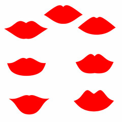 Vector collection of sexy looking female red lips on white background.