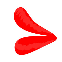 Thick red lips look sexy on a white background.