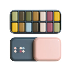 Colorful Palette with Various Shades in Neat Arrangement for Creative Expression in Art and Design Projects Transparent background or png