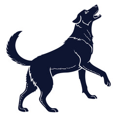 silhouette dog on white background