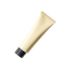 Elegant beige cosmetic tube with a black cap isolated on a white background for beauty and skincare products Transparent background or png