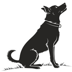silhouette dog on white background